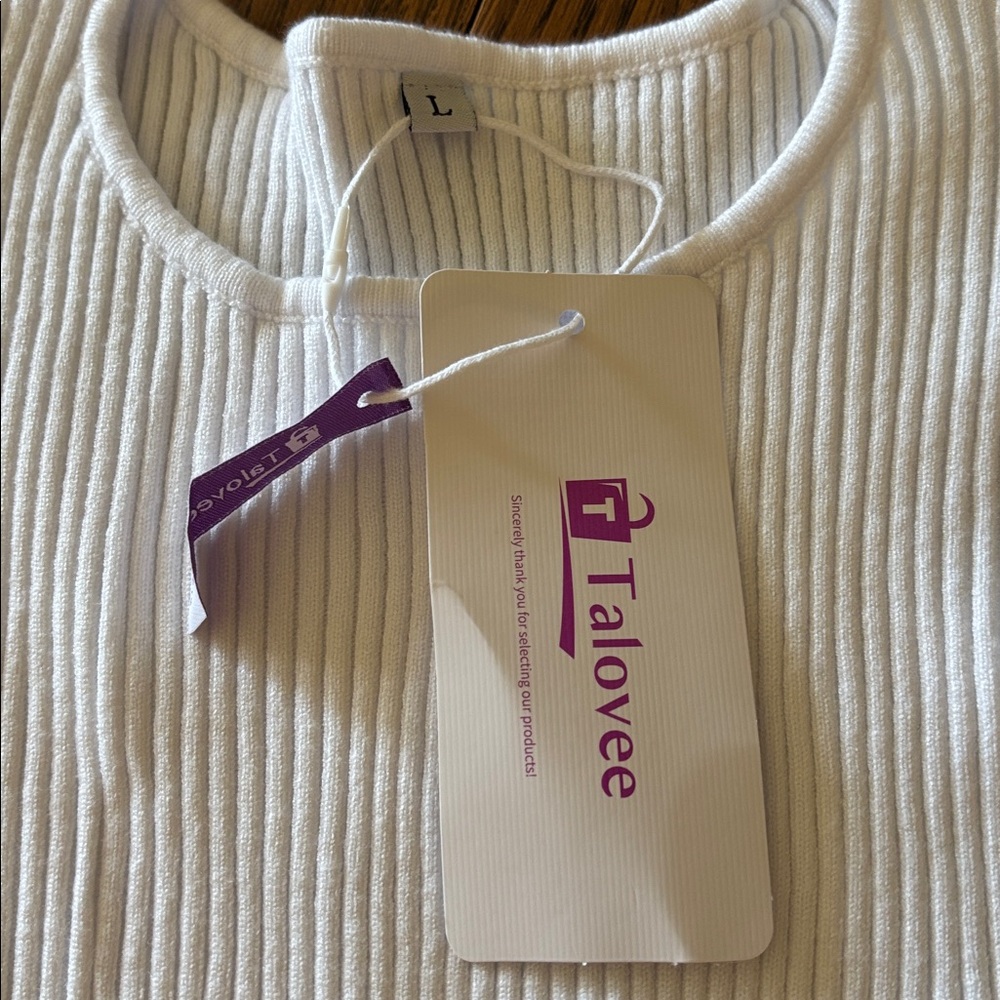 White Ribbed Crew Neck Sweater - Picture 2 of 2
